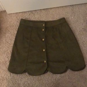 Suede olive skirt